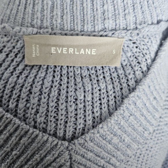 Everlane Linen blend V-neck Pullover Blue Sweatshirt Size S - Picture 5 of 6